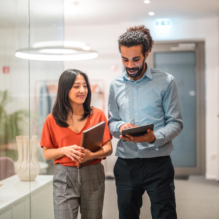 two loan officers collaborating